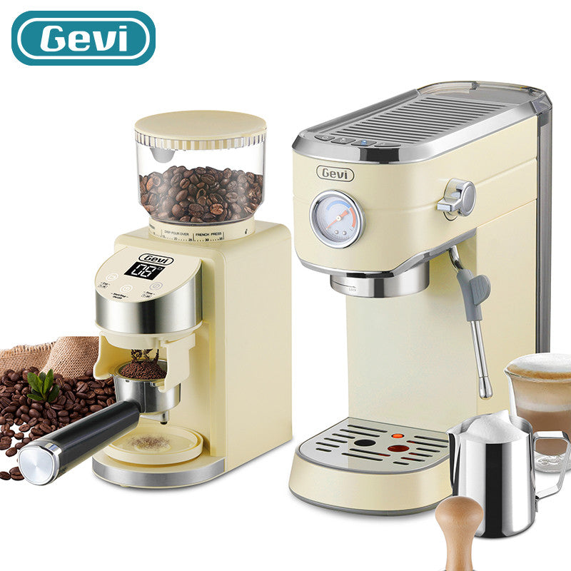 Gevi 20 Bar Compact Professional Espresso Coffee Machine with Gevi Burr Coffee Grinder Set for Latte GECME418E-U+GECGI406B-U7